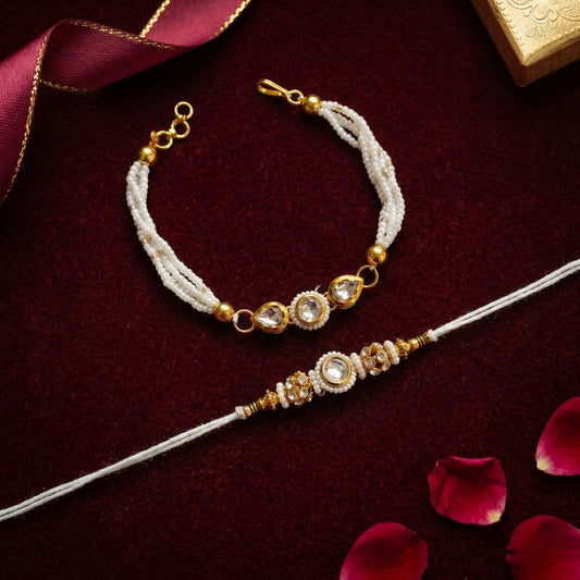 Pearl Radiance Rakhi & Bracelet Set