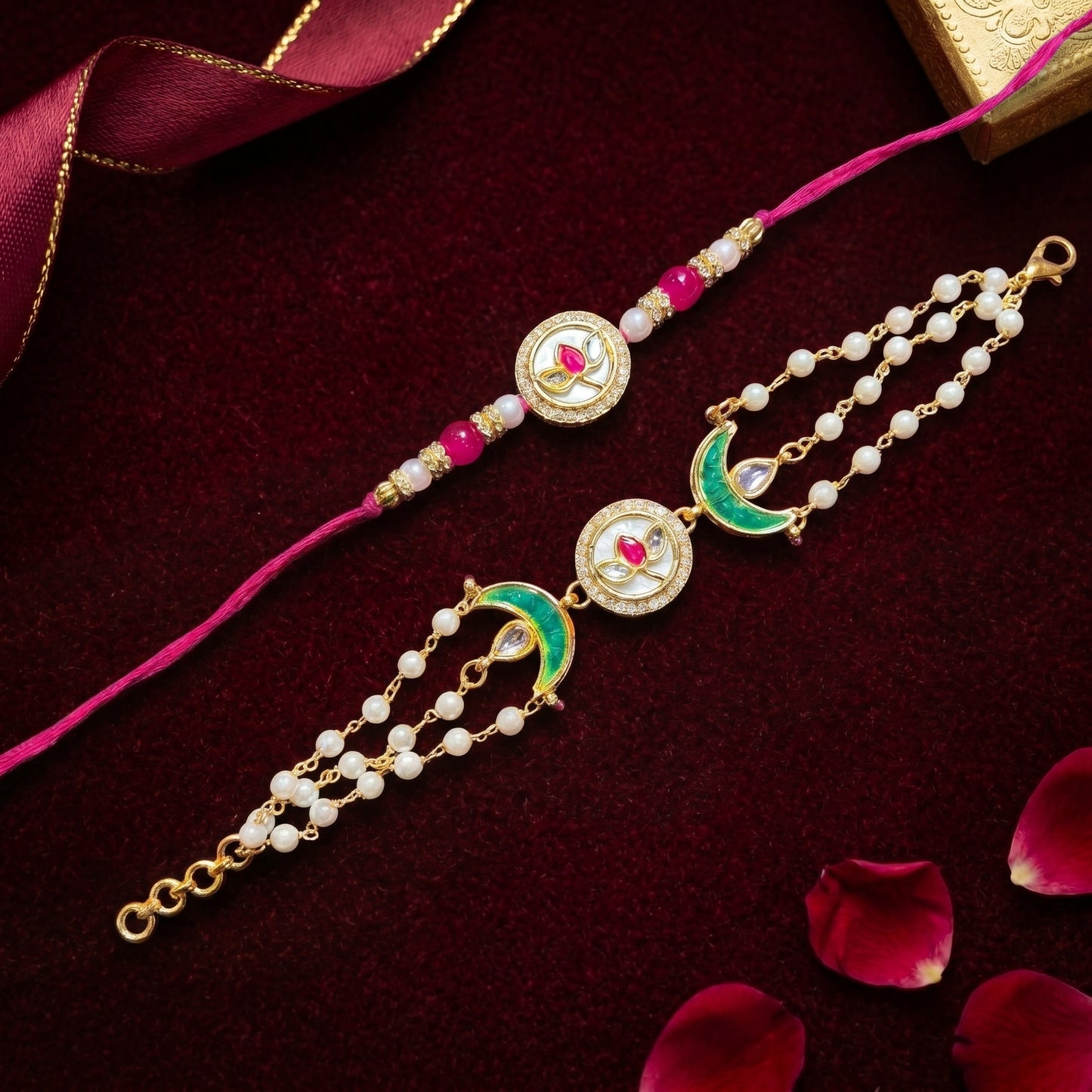 Lotus Moon Rakhi & Bracelet Set