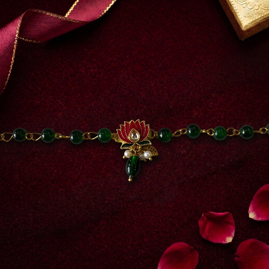 Elegant Lotus Bracelet Rakhi for Bhabhi or Sister