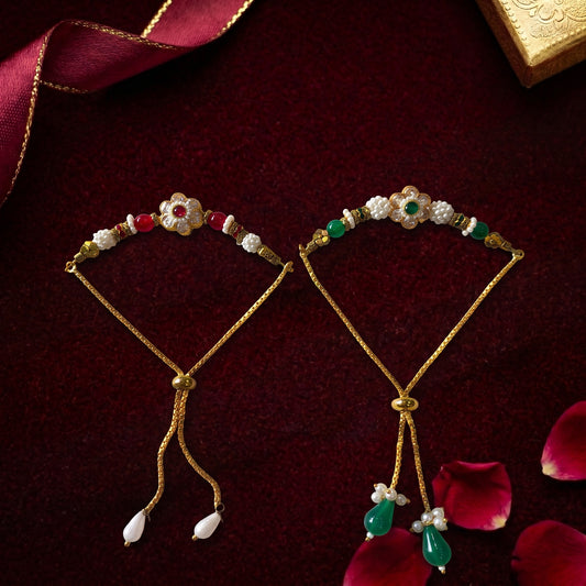 Floral Adjustable Bracelet Rakhi for Bhabhi