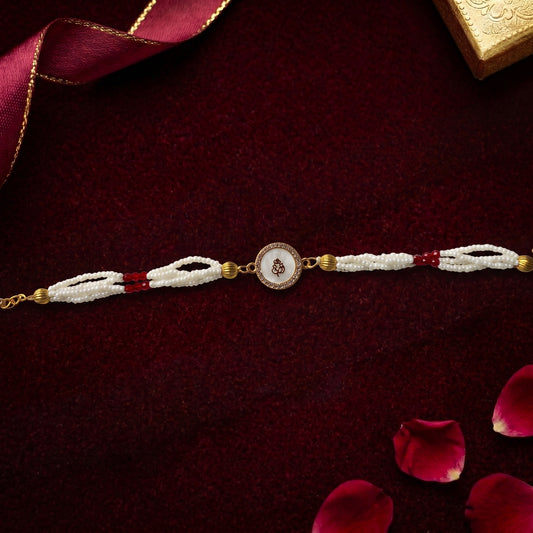 Lord Ganesha Pearl Bhabhi or Sister Bracelet