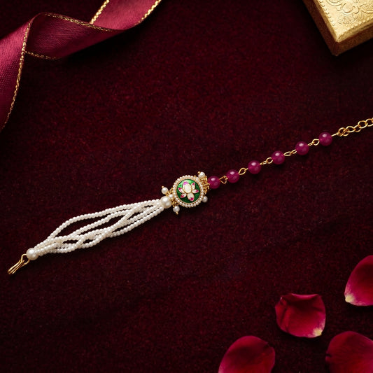 Lotus Pearl & Pink Bead Bhabhi or Sister Bracelet