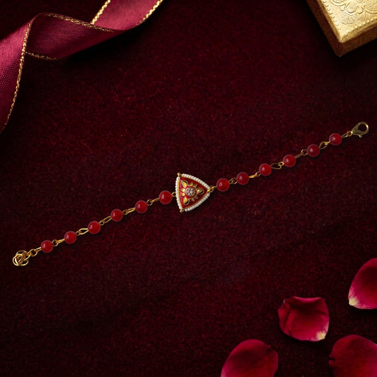 Ruby Red Bead Triangle Bhabhi or Sister Bracelet