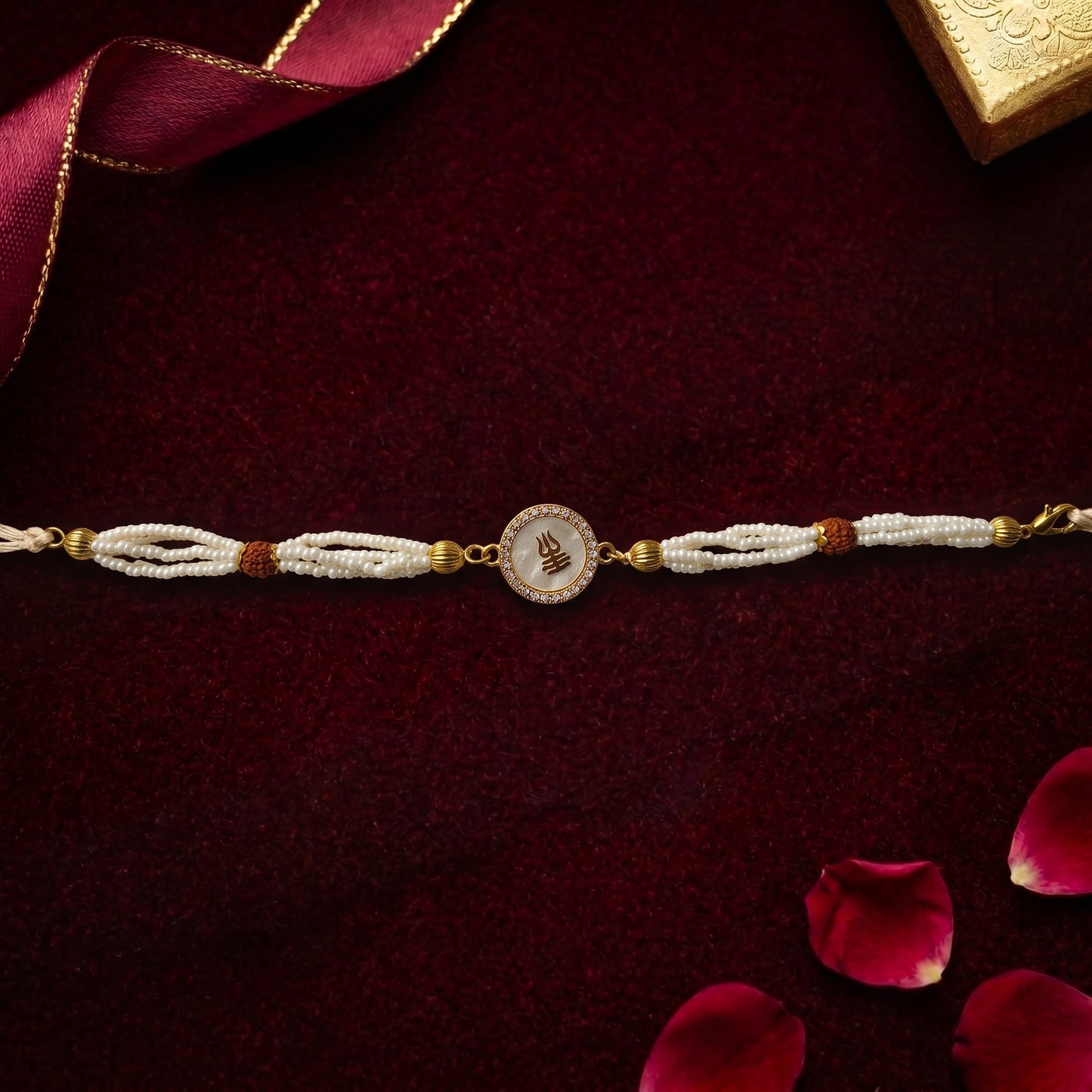 Mahadev Trishul Pearl & Rudraksha Bhabhi or Sister Bracelet