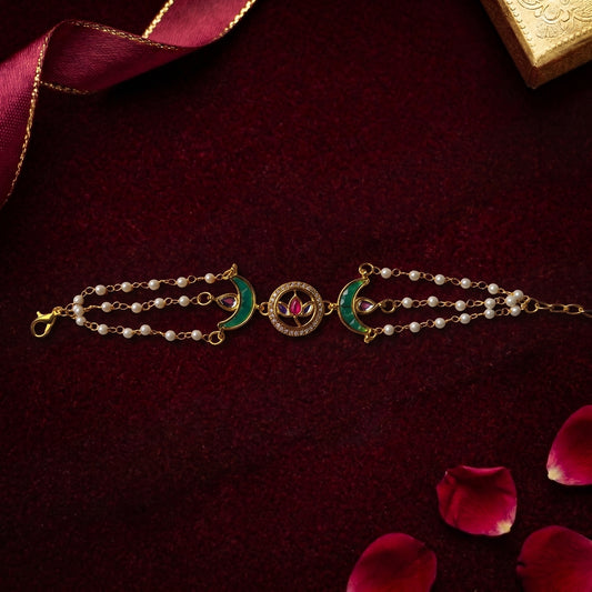 Kundan & Green Enamel Raksha Bandhan Bracelet