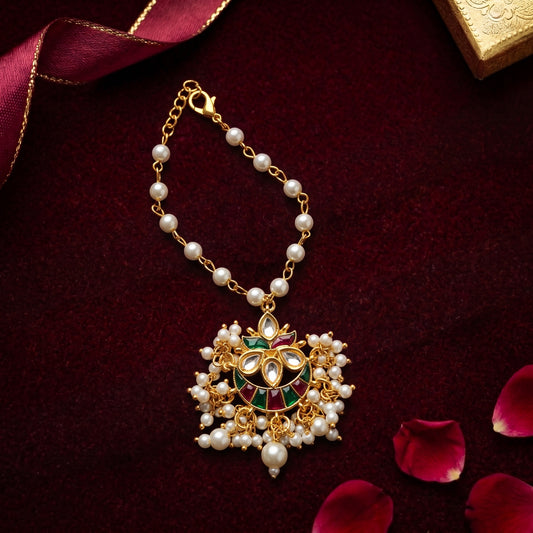 Traditional Kundan Pearl Handcrafted Bracelet for Bhabhi