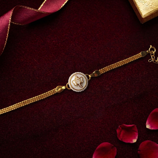 Minimal Lord Ganesha Gold Handcrafted Bracelet for Bhabhi