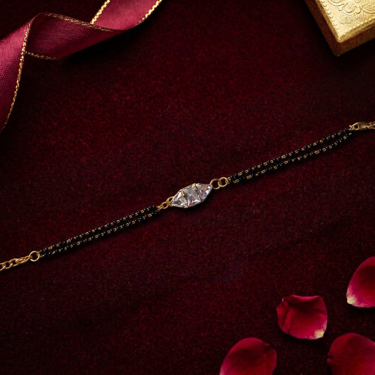 Crystal Solitaire Black Beaded Bracelet for Bhabhi