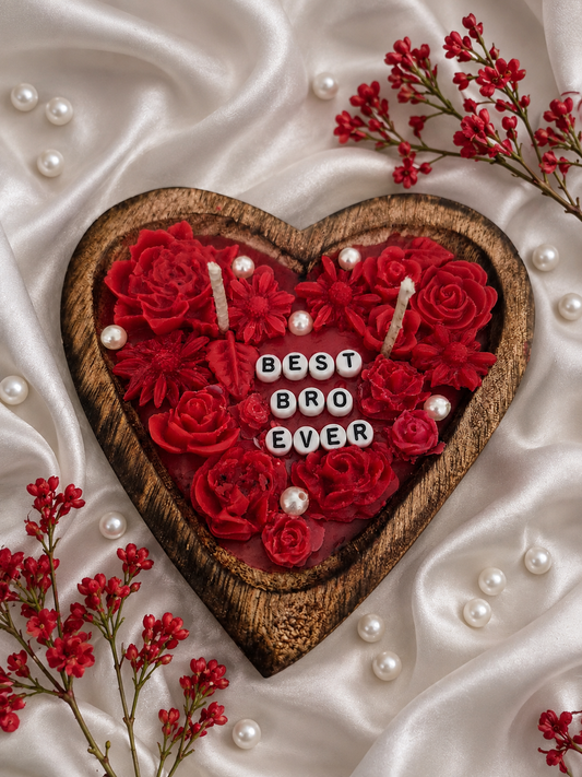 Heart Floral Candle Gift for Brother – Best Bro Ever (Choose Your Size & Color)