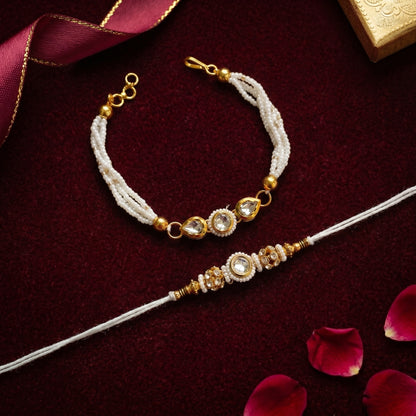 Pearl Radiance Rakhi & Bracelet Set