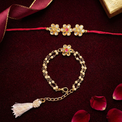 Royal Blossom Rakhi & Bracelet Set