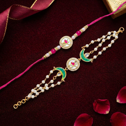 Lotus Moon Rakhi & Bracelet Set