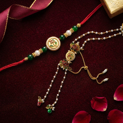 Lotus Bloom Rakhi & Bracelet Set