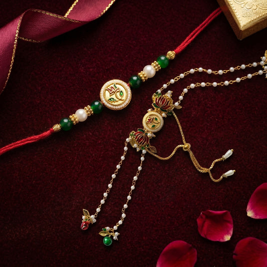 Lotus Bloom Rakhi & Bracelet Set
