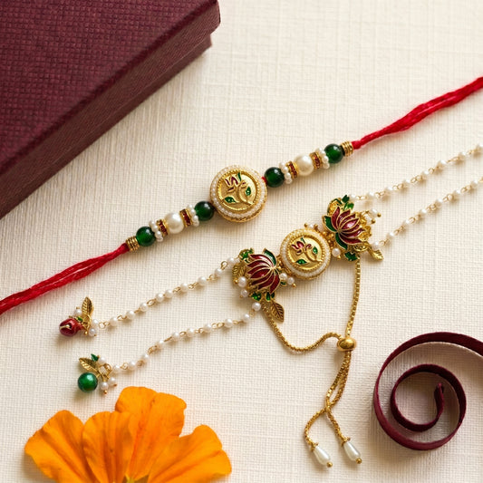 Lotus Bloom Rakhi & Bracelet Set