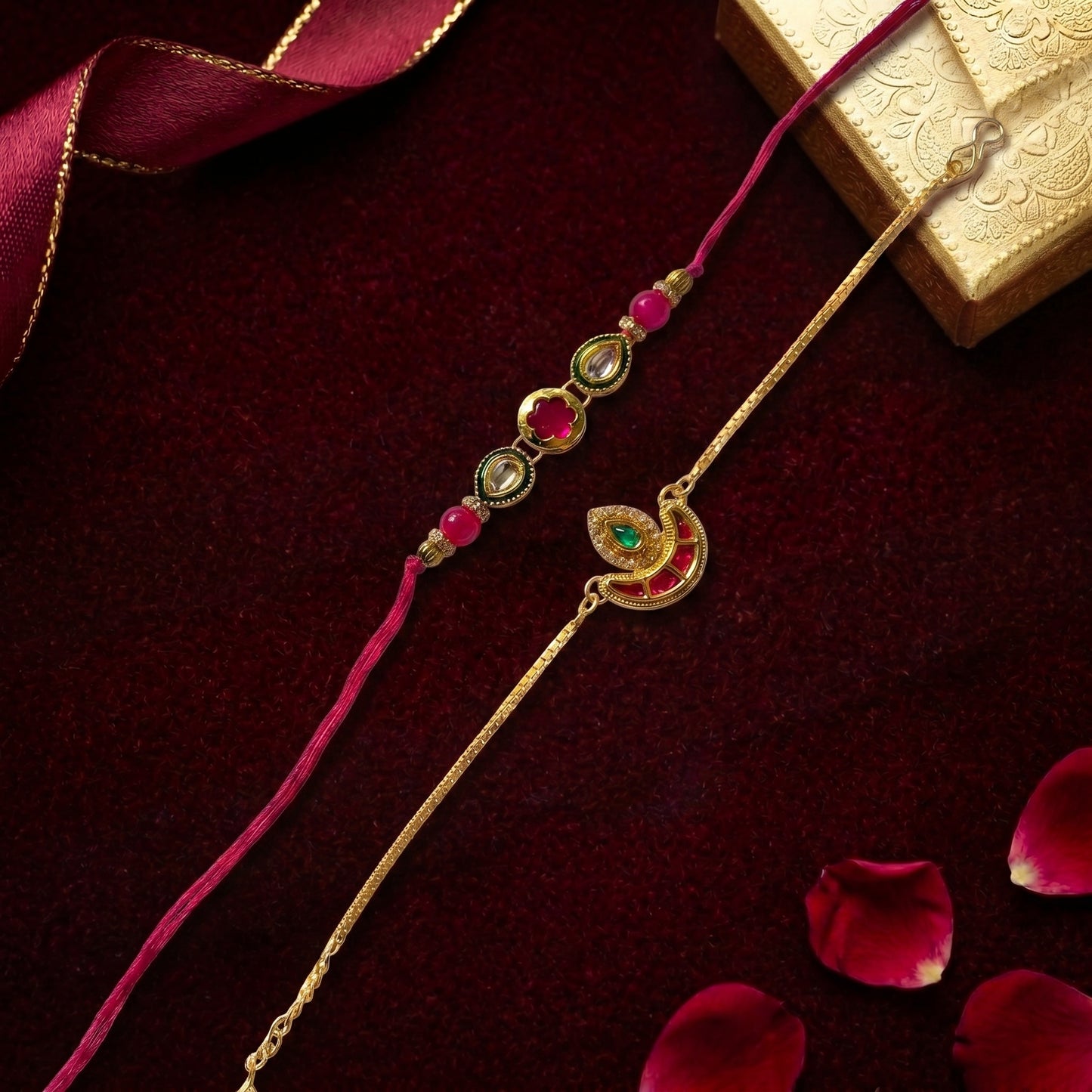 Royal Bloom Rakhi & Bracelet Set