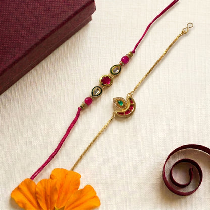 Royal Bloom Rakhi & Bracelet Set
