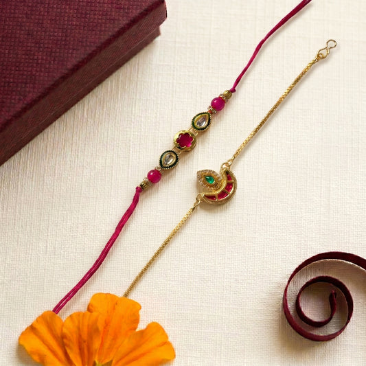Royal Bloom Rakhi & Bracelet Set
