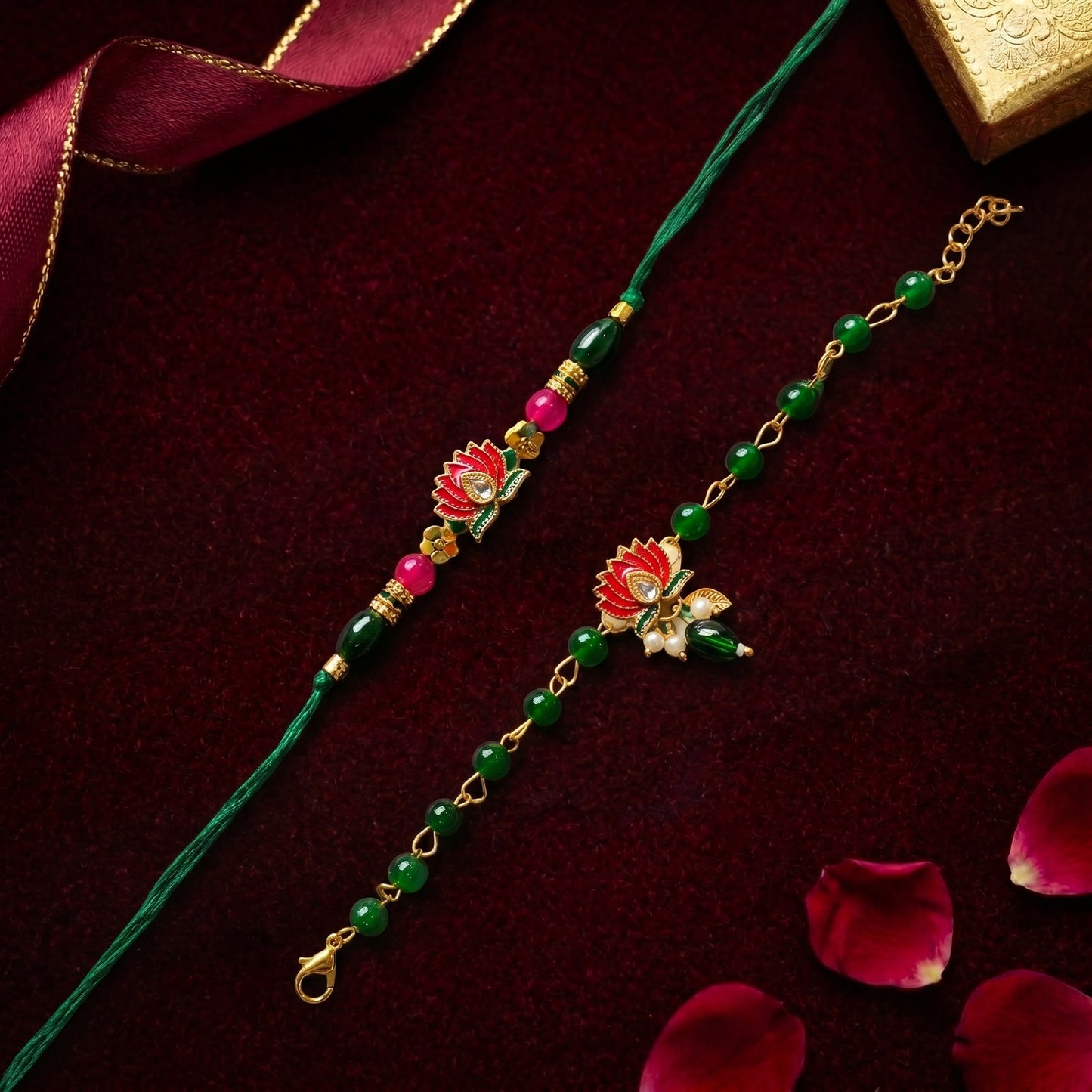 Lotus Grace Rakhi & Bracelet Set