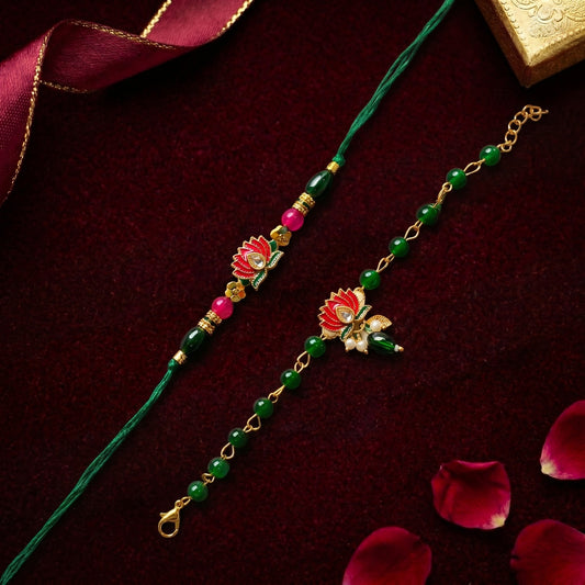 Lotus Grace Rakhi & Bracelet Set