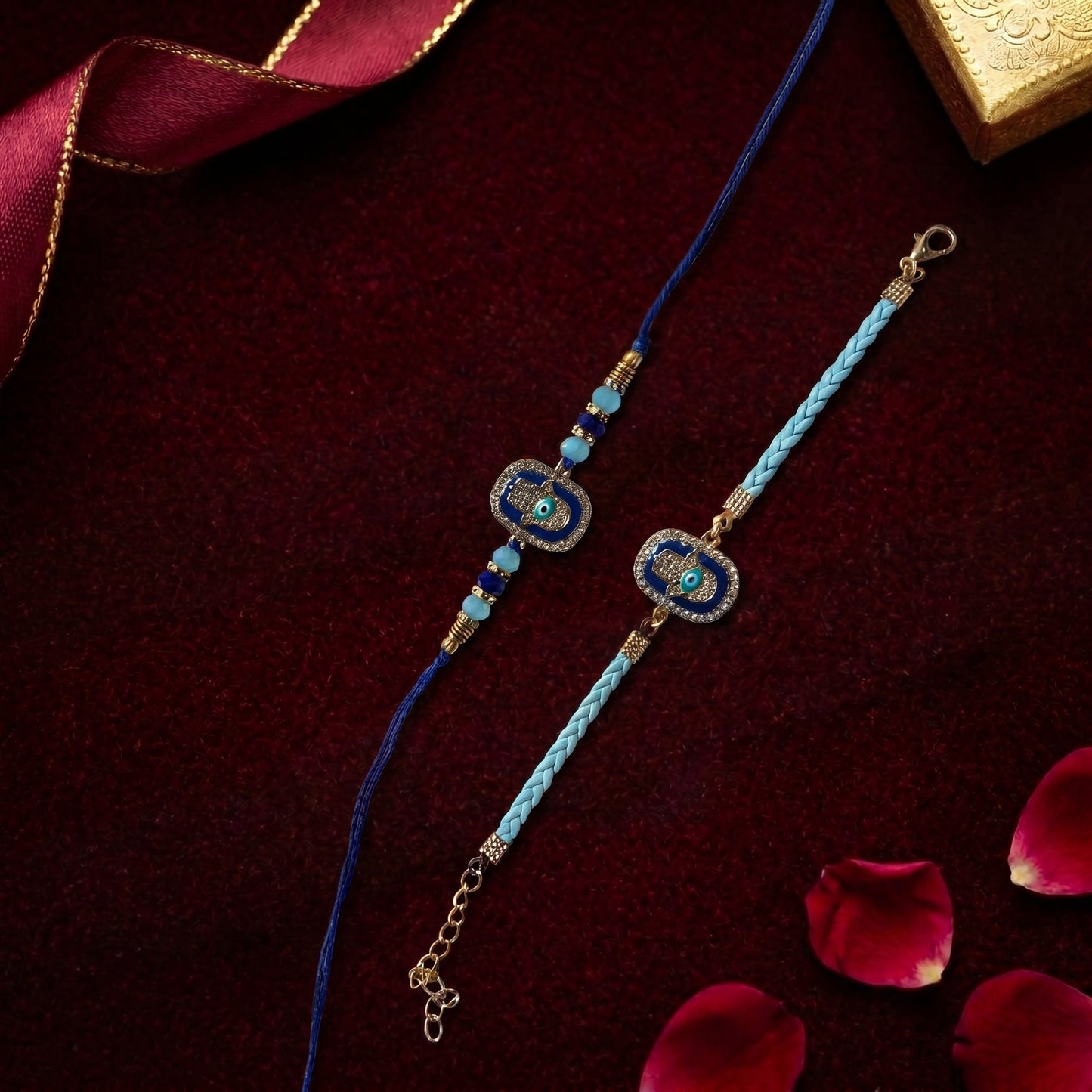 Evil Eye Hamsa Rakhi & Bracelet Set