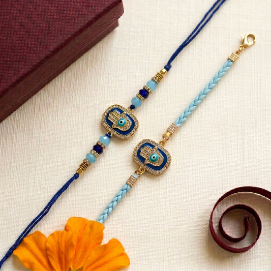 Evil Eye Hamsa Rakhi & Bracelet Set
