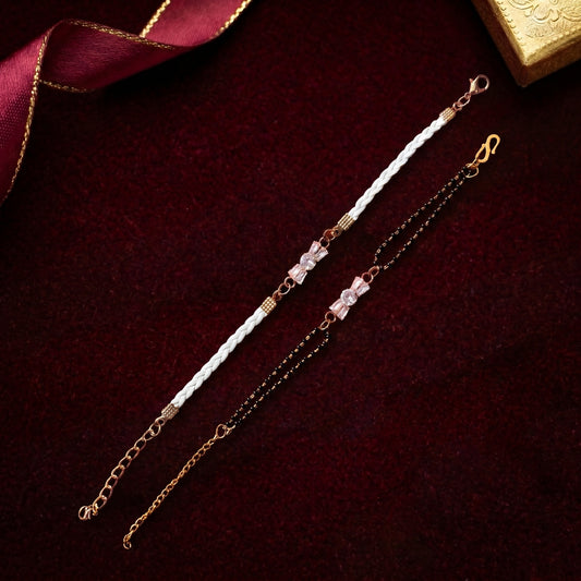 Crystal Bow Rakhi & Bracelet Set