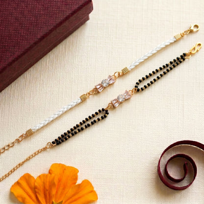 Crystal Bow Rakhi & Bracelet Set