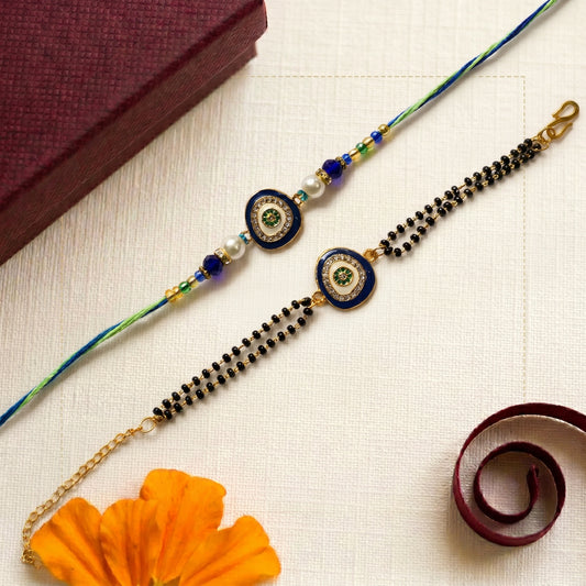 Blue Evil Eye Rakhi & Bracelet Set