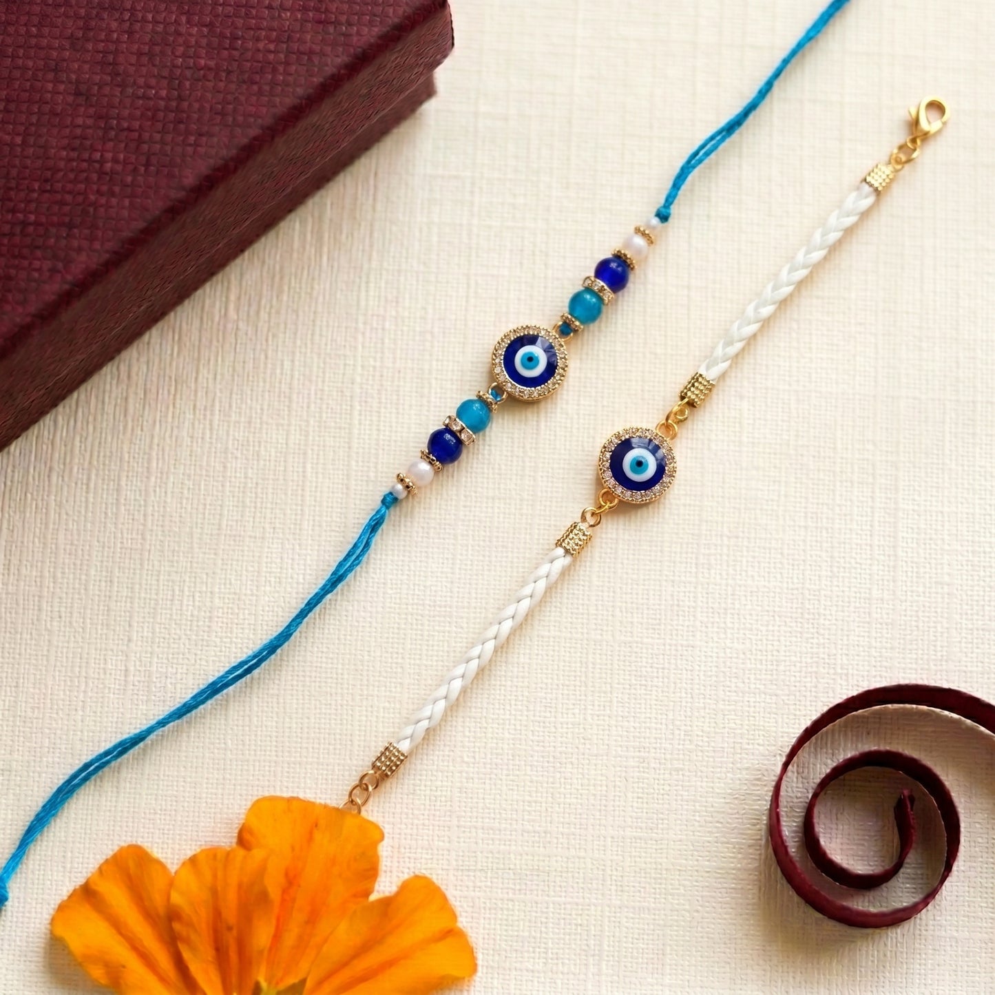 Classic Evil Eye Rakhi & Bracelet Set