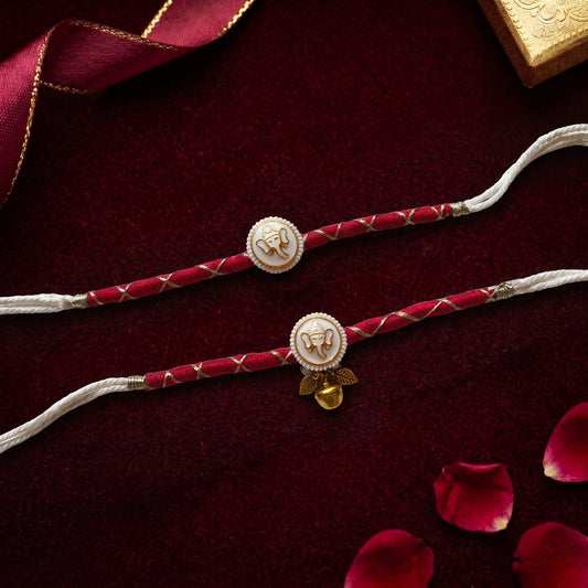 Traditional Ganesha Bhaiya Bhabhi Rakhi Combo | Designer Rakhi & Lumba Set