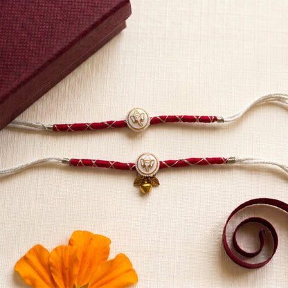 Traditional Ganesha Bhaiya Bhabhi Rakhi Combo | Designer Rakhi & Lumba Set
