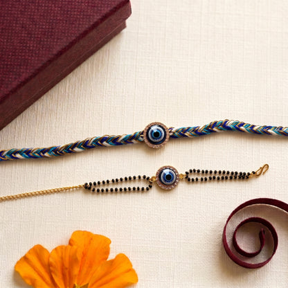 Evil Eye Bhaiya Bhabhi Rakhi Combo | Designer Rakhi & Bracelet Set