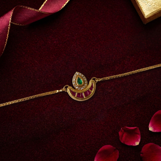 Elegant Stone Bracelet Rakhi for Bhabhi or Sister