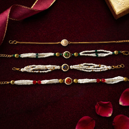 Om Pearl Bracelet Rakhi Collection (Choose Your Design)