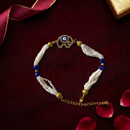 Evil Eye Elephant Pearl Bhabhi or Sister Bracelet