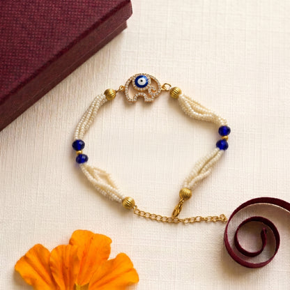 Evil Eye Elephant Pearl Bhabhi or Sister Bracelet