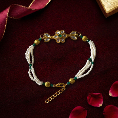 Pearl Floral Bhabhi or Sister Bracelet