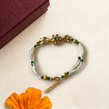 Pearl Floral Bhabhi or Sister Bracelet