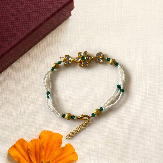 Pearl Floral Bhabhi or Sister Bracelet