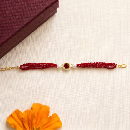 Ruby Crystal Pearl Bhabhi or Sister Bracelet