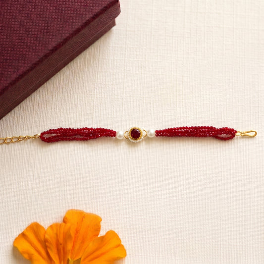 Ruby Crystal Pearl Bhabhi or Sister Bracelet
