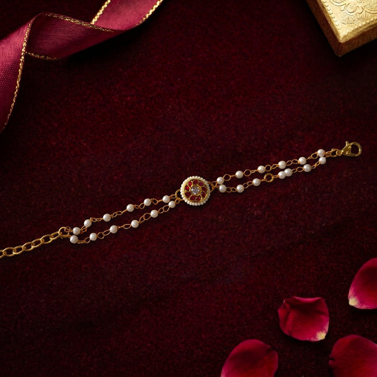 Pearl Ruby Floral Bhabhi or Sister Bracelet