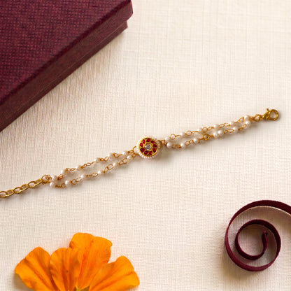 Pearl Ruby Floral Bhabhi or Sister Bracelet