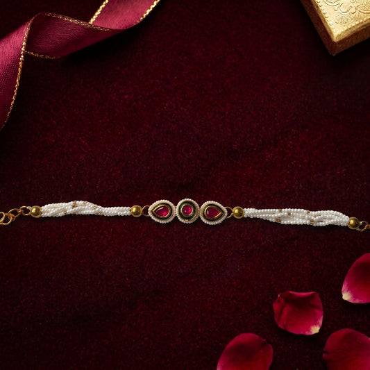 Pearl Ruby Trio Bhabhi or Sister Bracelet