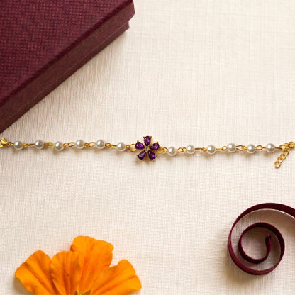 Pearl Amethyst Flower Bhabhi or Sister Bracelet