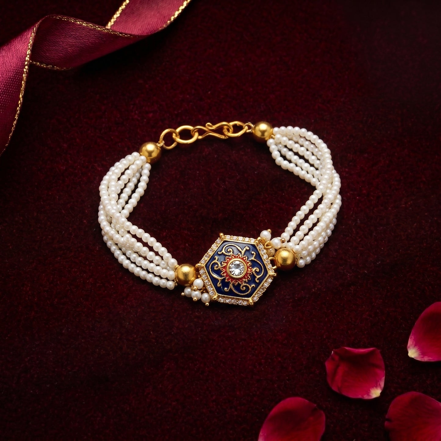 Royal Blue Pearl Bhabhi or Sister Bracelet