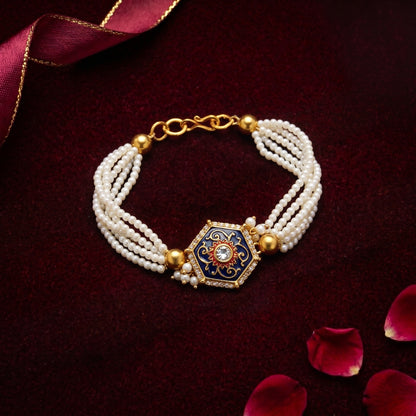 Royal Blue Pearl Bhabhi or Sister Bracelet