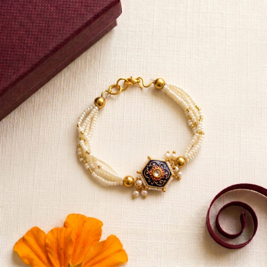 Royal Blue Pearl Bhabhi or Sister Bracelet