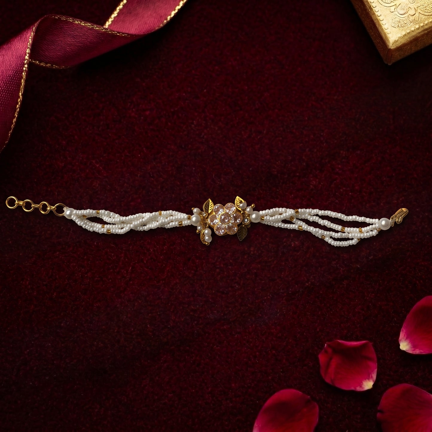 Elegant Pearl Floral Bhabhi or Sister Bracelet
